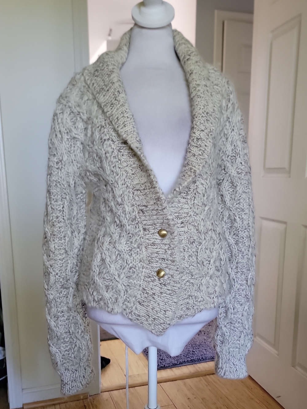 Joseph Cream Cable Knit Shawl Collar Sweater Cardigan
